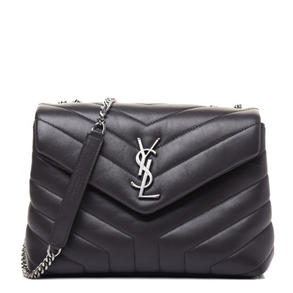 Saint Laurent Calfskin Y Quilted Monogram Small Loulou Chain Satchel Asphalt 1 of 14