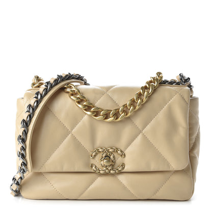 Chanel Lambskin Quilted Medium 19 Flap Beige 1 of 11