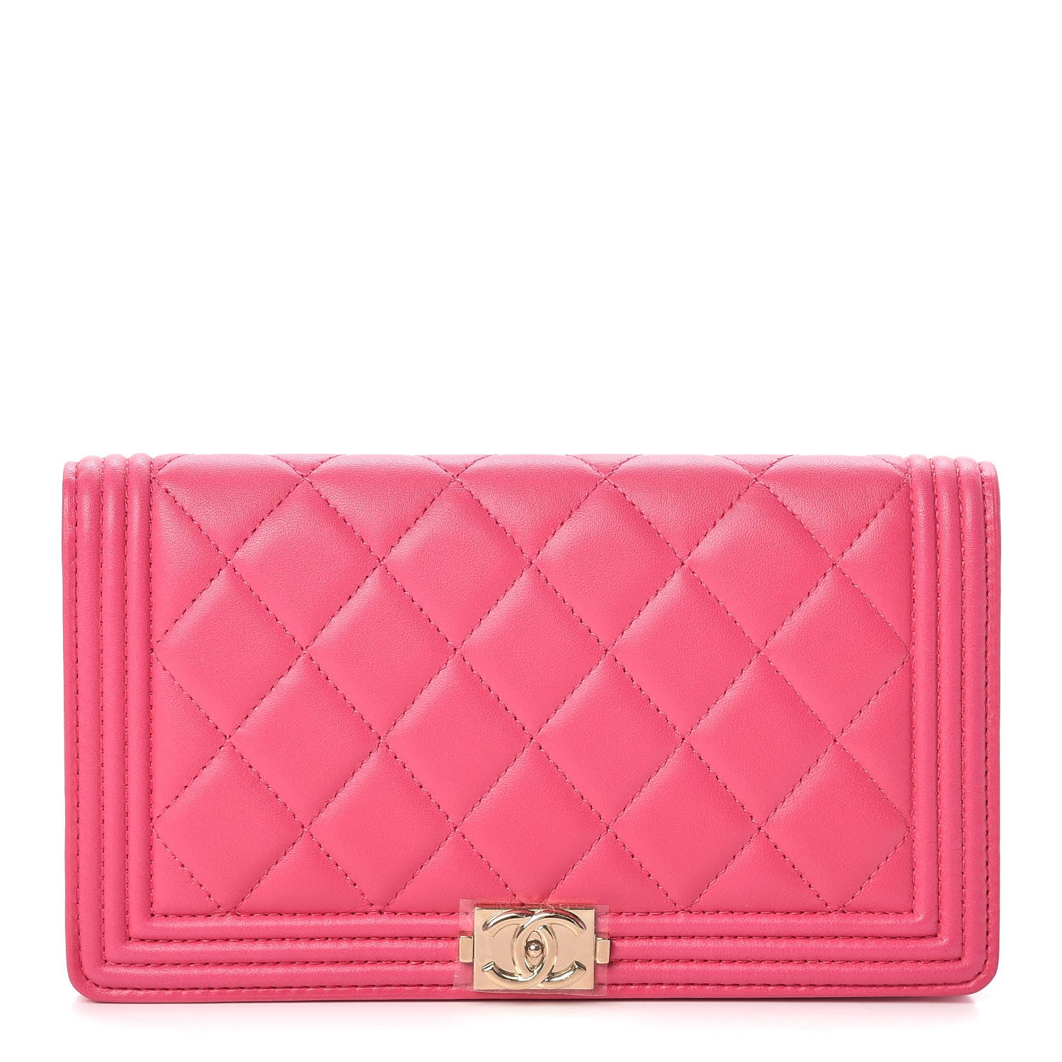 Chanel Lambskin Quilted Boy Yen Wallet Pink 1 of 9