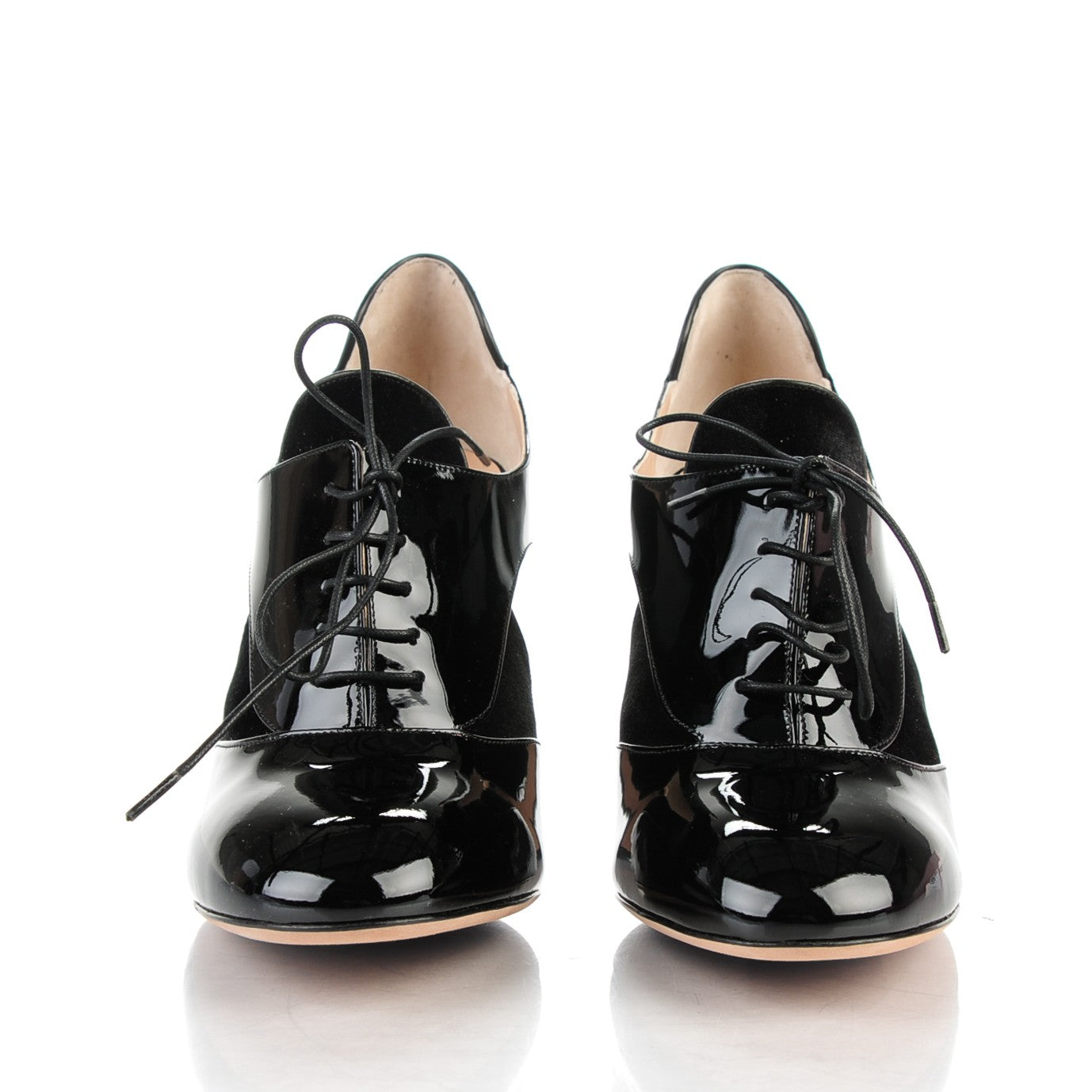 Patent Velvet Lace Up 110mm Pumps 39.5 Black