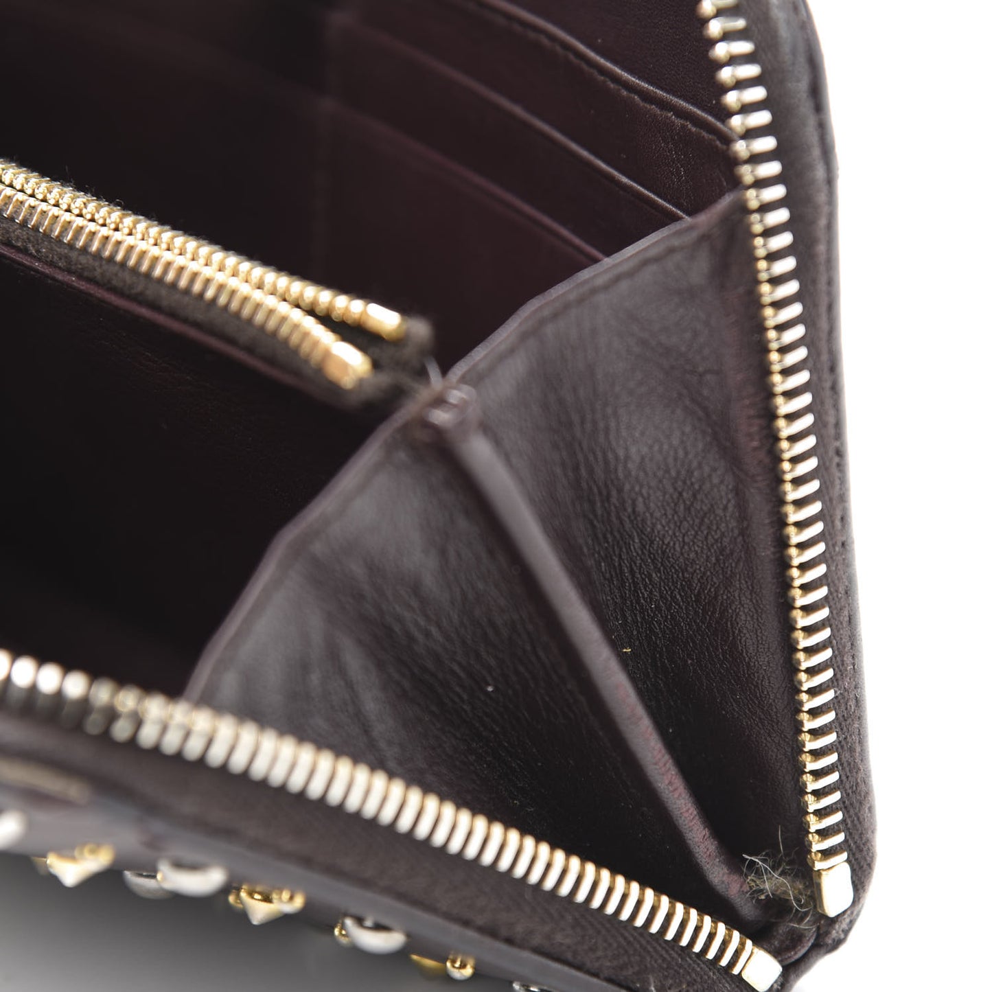Nappa Studded Zip Around Wallet Prugna