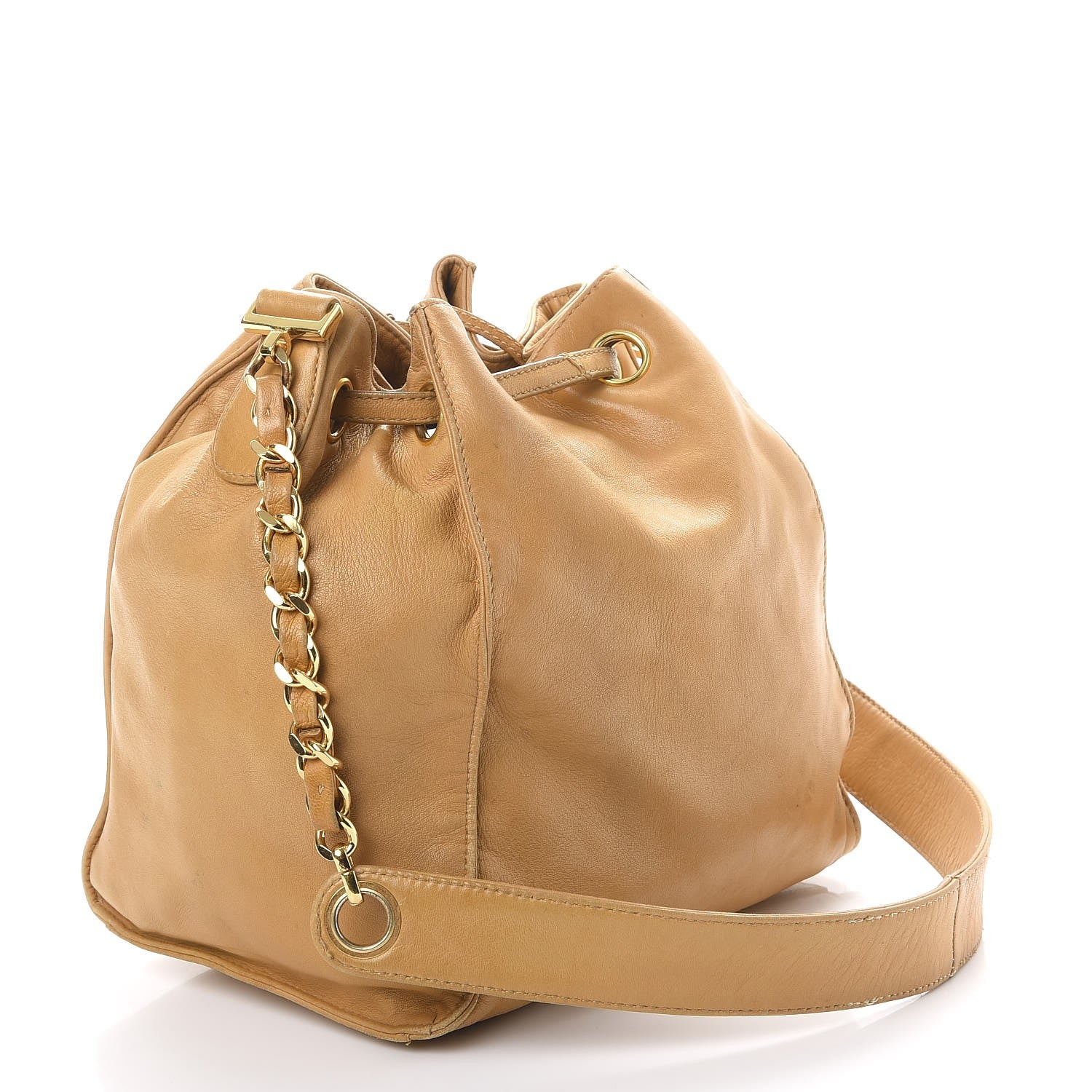 Chanel Lambskin CC Drawstring Bag Beige 4 of 17