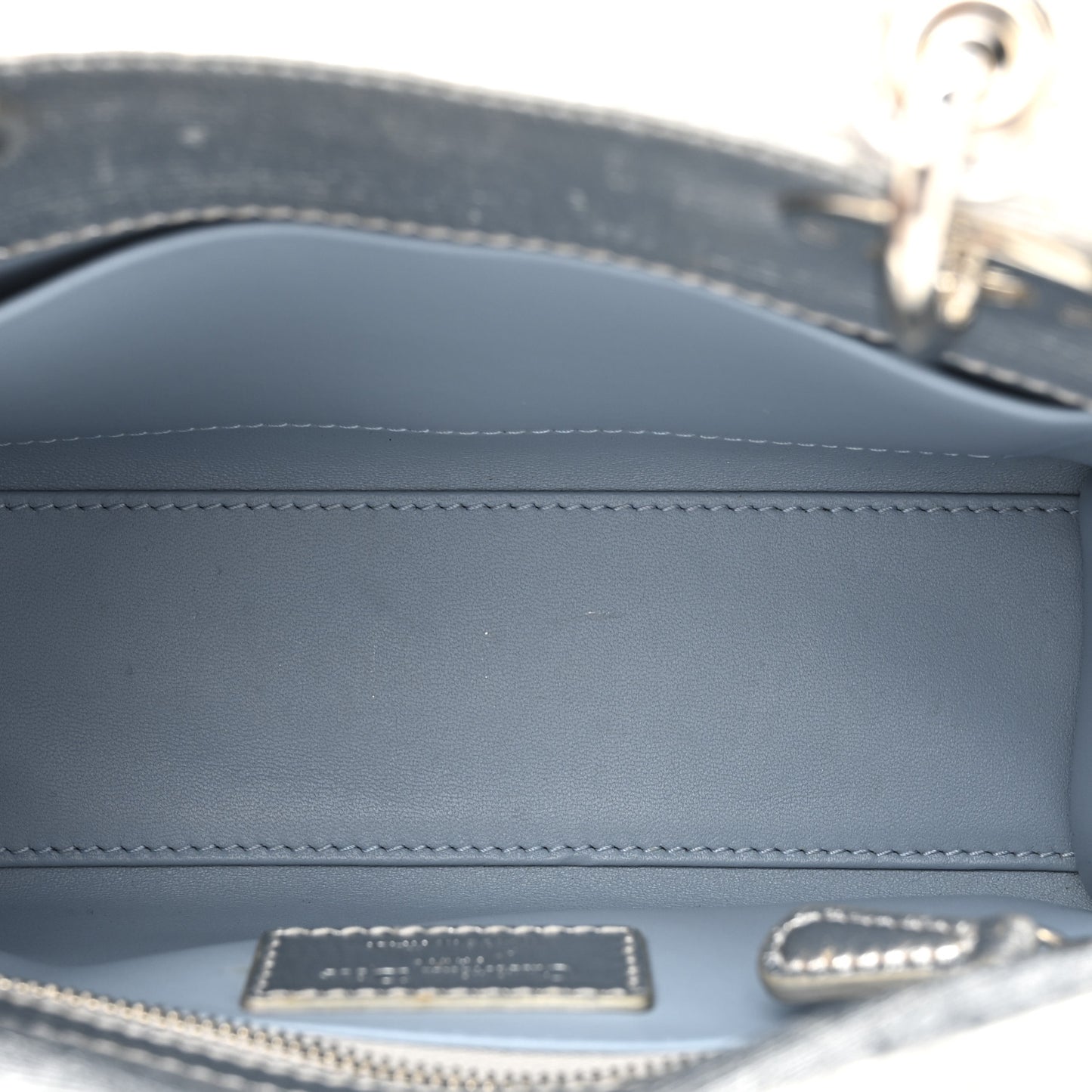 Metallic Grained Calfskin Cannage Small Lucky Badges My Lady Dior Silver