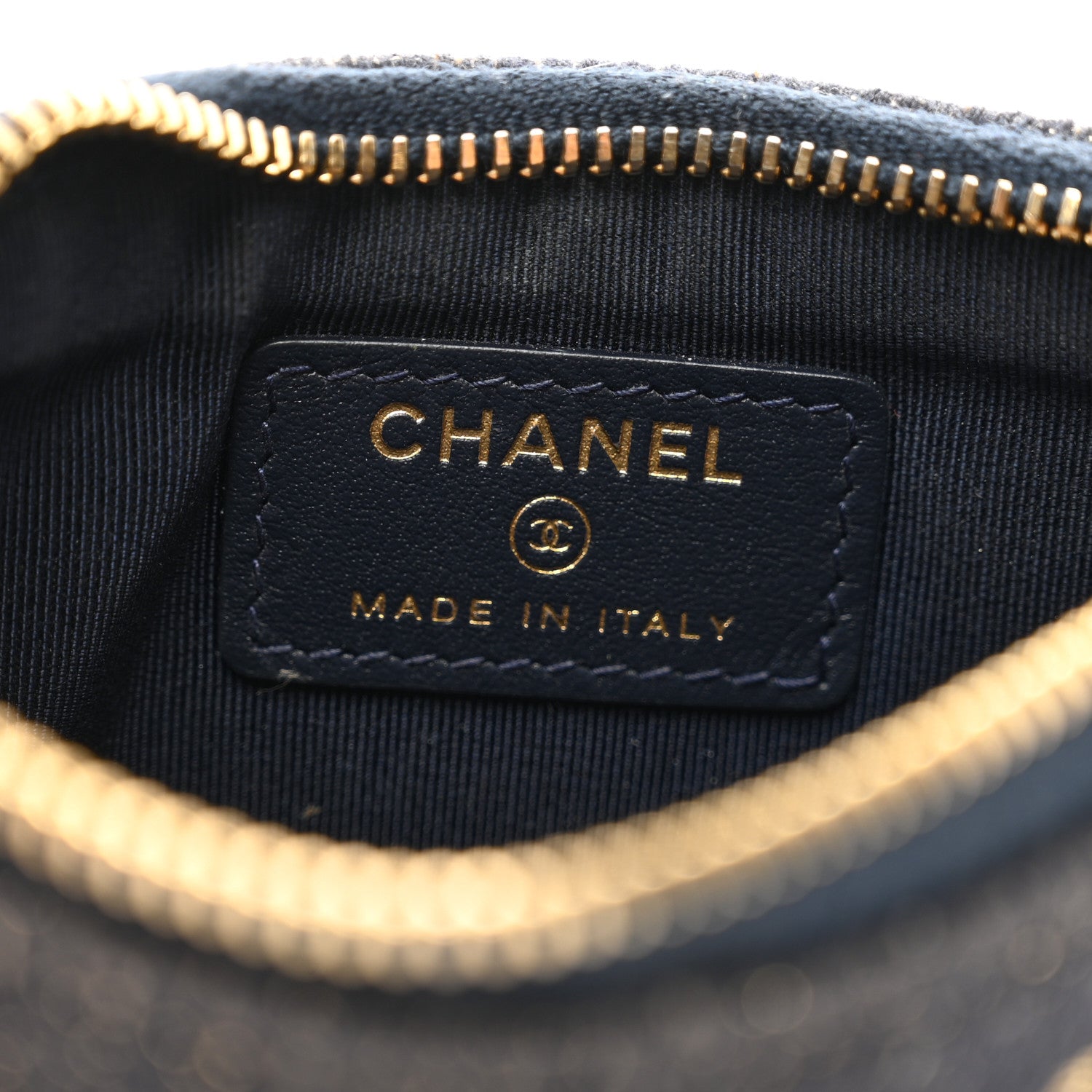 Chanel Lurex Canvas Deauville Cosmetic Pouch Navy Blue Gold 6 of 8