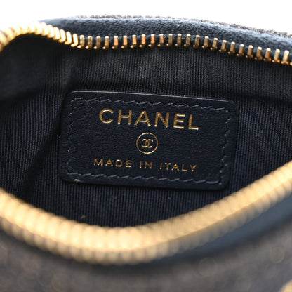 Chanel Lurex Canvas Deauville Cosmetic Pouch Navy Blue Gold 6 of 8