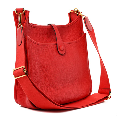 Hermes Taurillon Clemence Evelyne III PM Rouge De Coeur 5 of 29