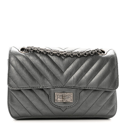 Chanel Metallic Aged Calfskin Chevron Quilted 2.55 Reissue Mini Flap Grey 1 of 14