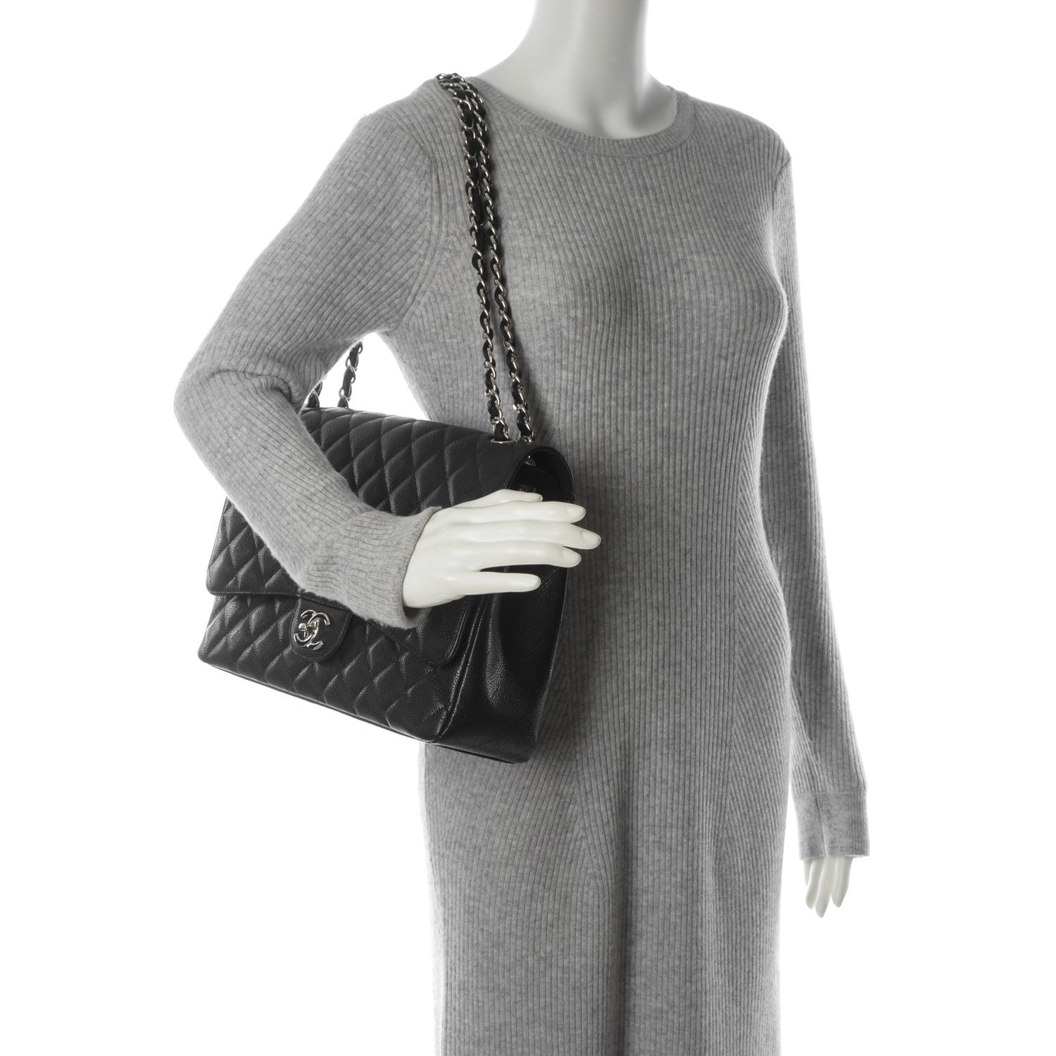 Chanel Caviar Quilted Maxi Double Flap Black 2 of 8