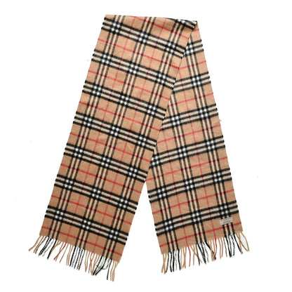 Burberry Cashmere House Check Fringe Scarf Camel 1 of 3