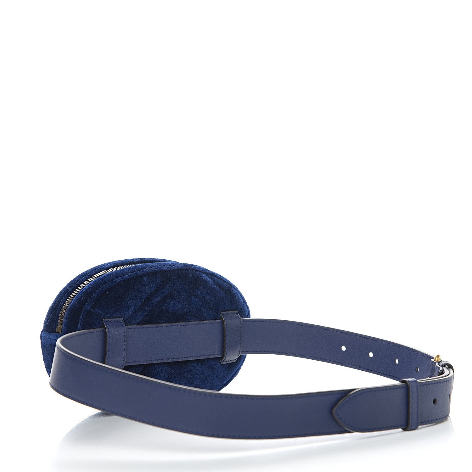 Gucci Velvet Matelasse GG Marmont Belt Bag 85 34 Cobalt Blue 2 of 9