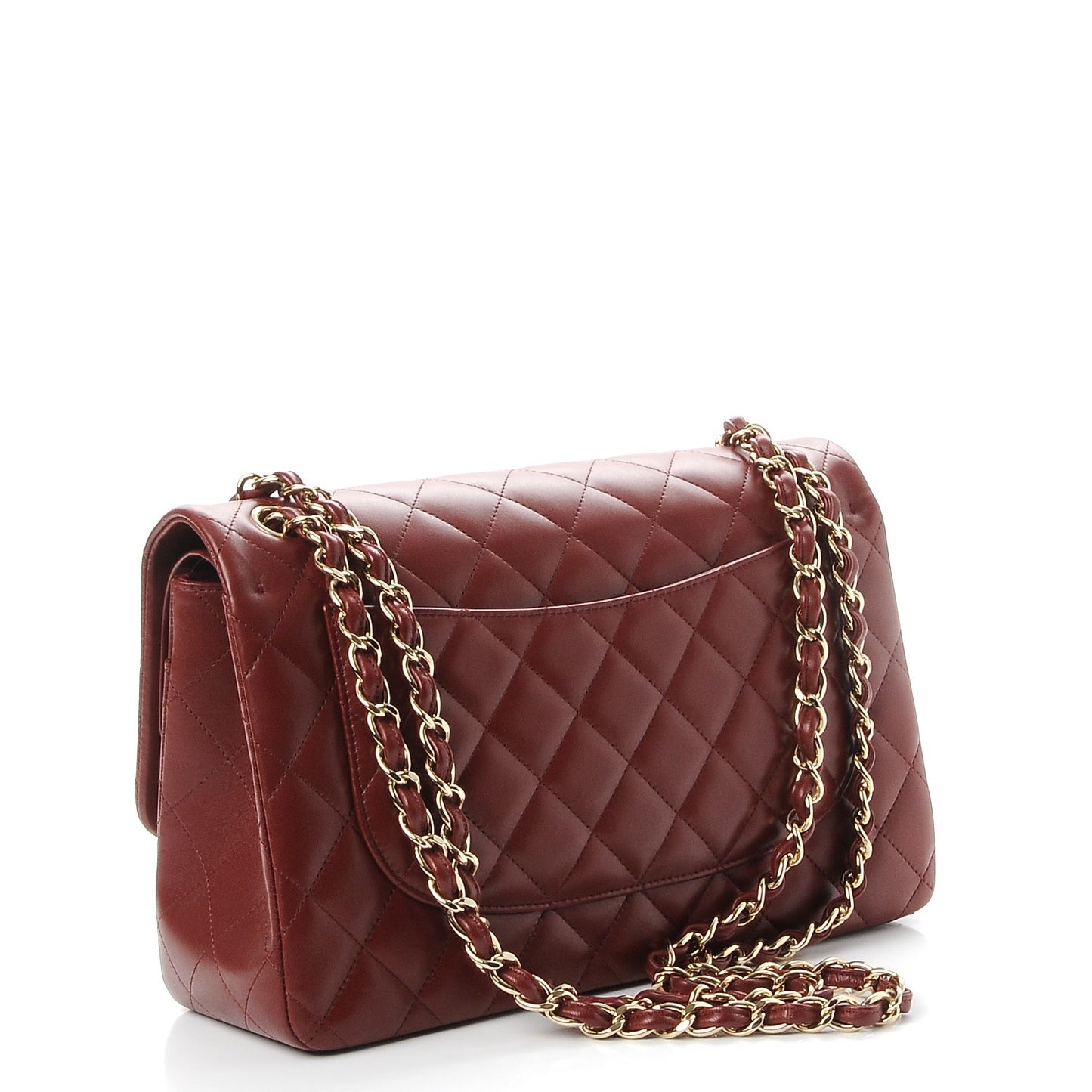 Lambskin Quilted Jumbo Double Flap Burgundy
