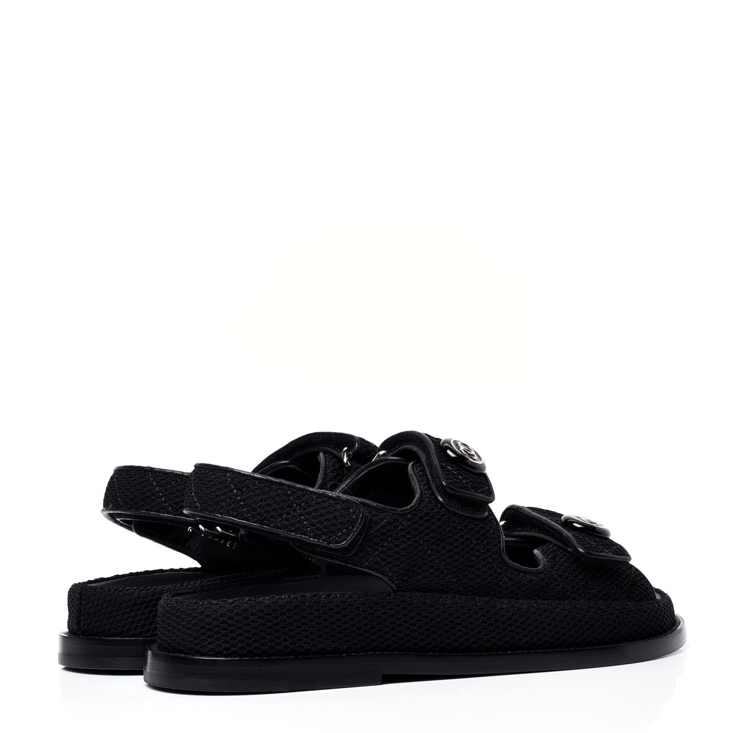 Chanel Fabric Velcro Dad Sandals 36.5 Black 3 of 6