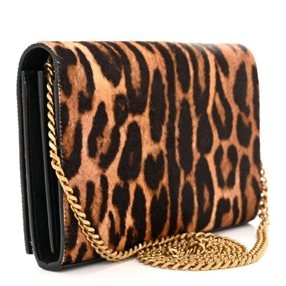 Saint Laurent Calf Hair Monogram Chain Wallet Leopard 3 of 12