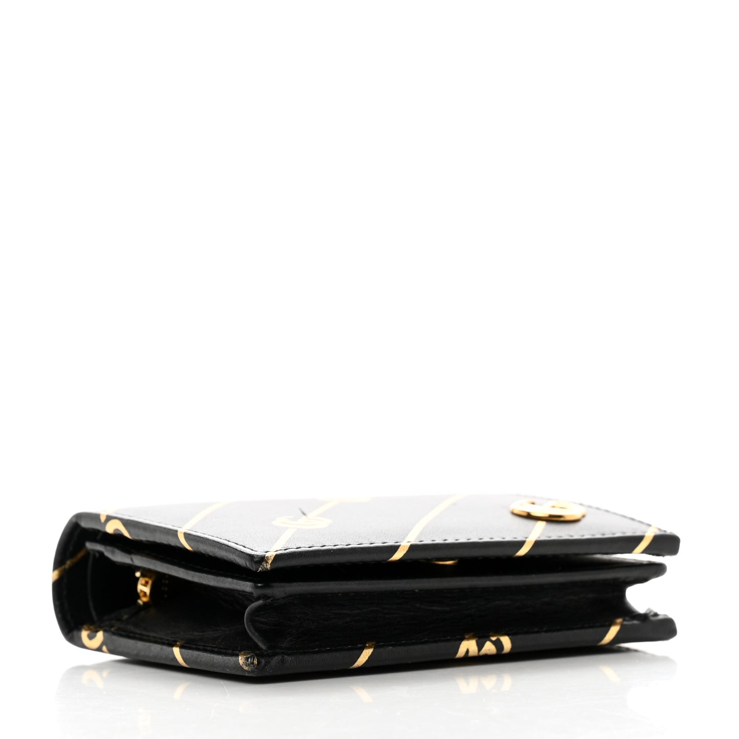 Calfskin Diagonal GG Card Case Black