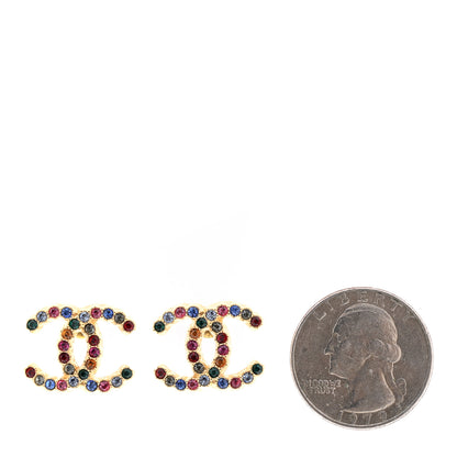 Chanel Crystal Over The Rainbow CC Earrings Gold Multicolor 2 of 5