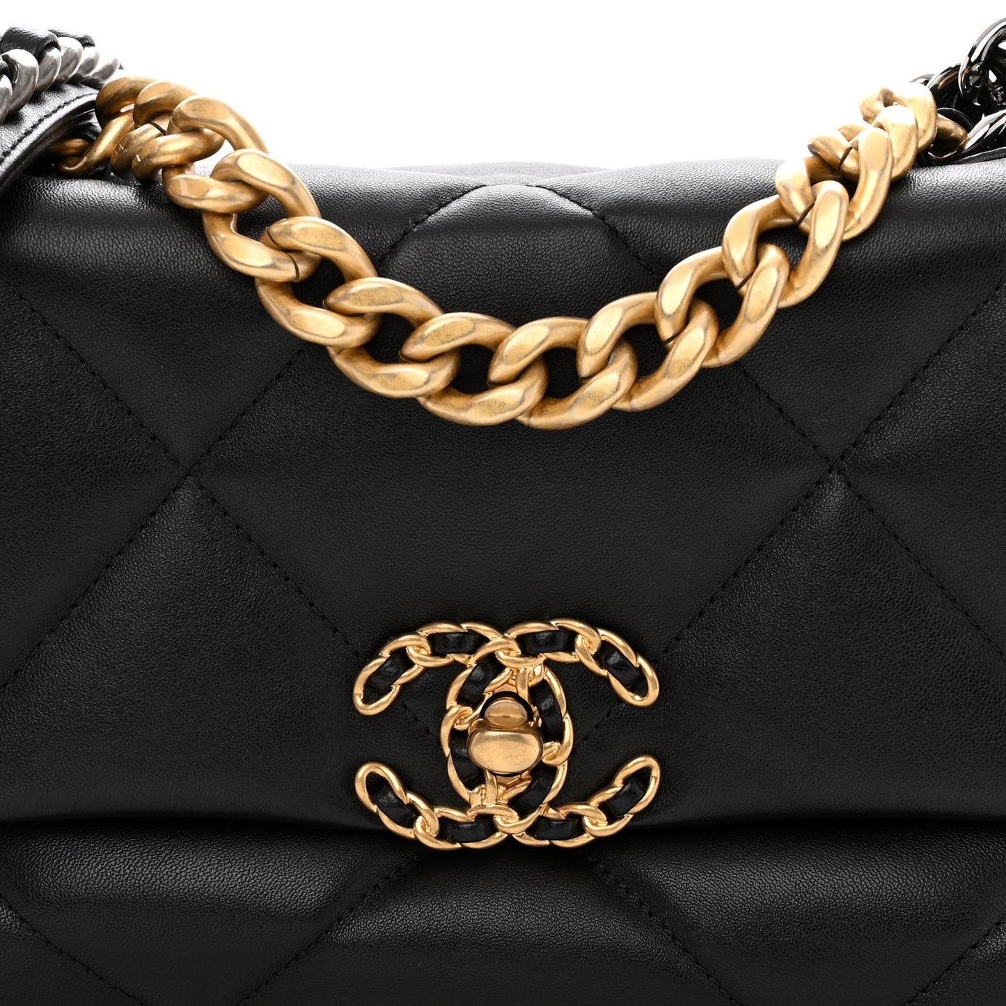 Lambskin Quilted Medium Chanel 19 Flap Black