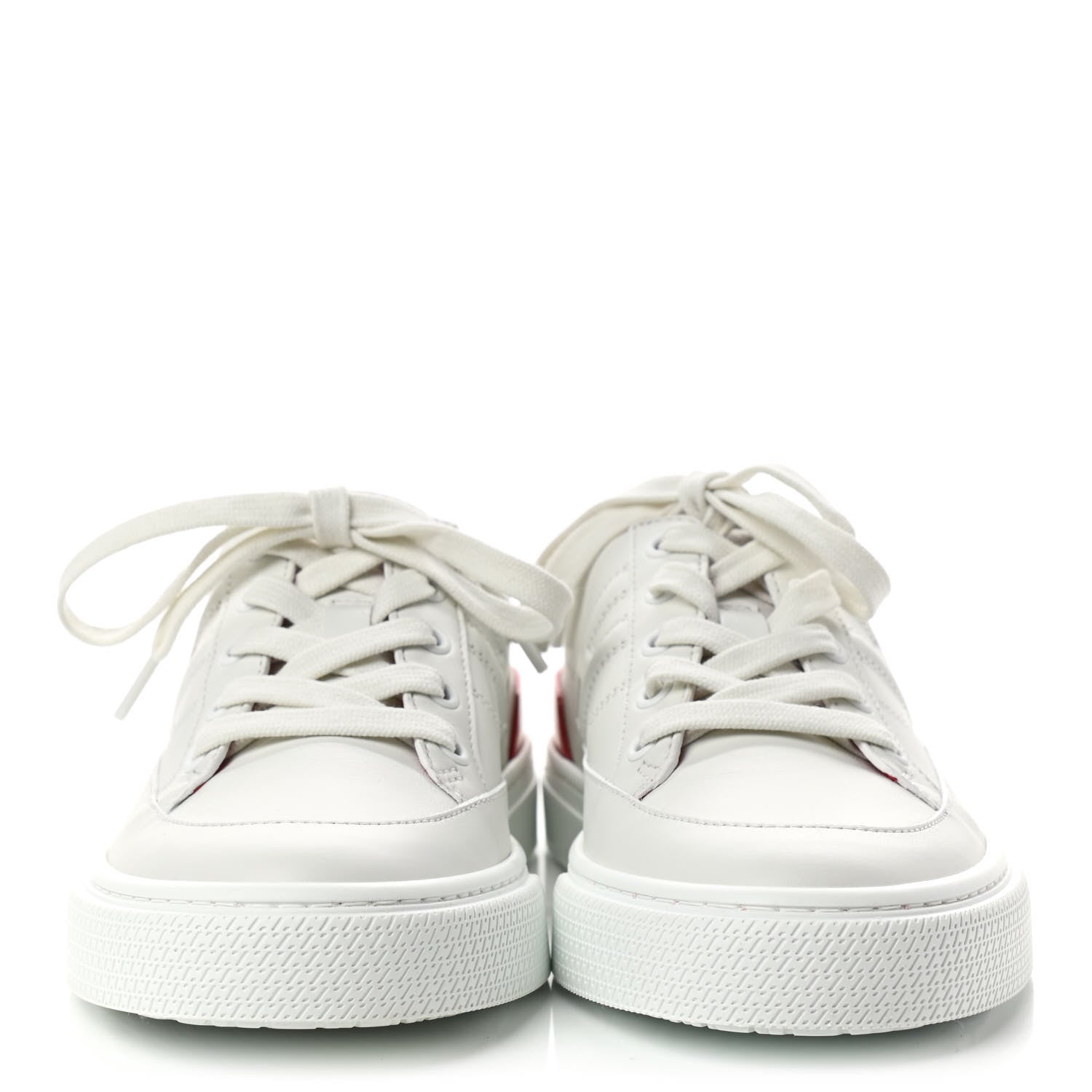 Hermes Calfskin Deep Sneakers 37 White Lipstick Red 2 of 9