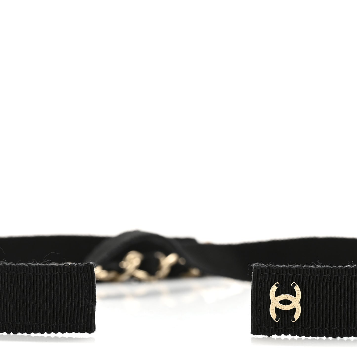 Grosgrain Chain CC Bow Belt Black
