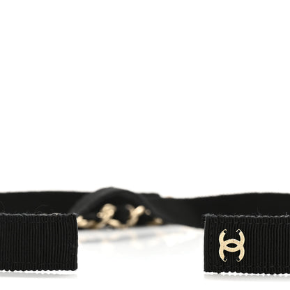 Chanel Grosgrain Chain CC Bow Belt Black 3 of 4
