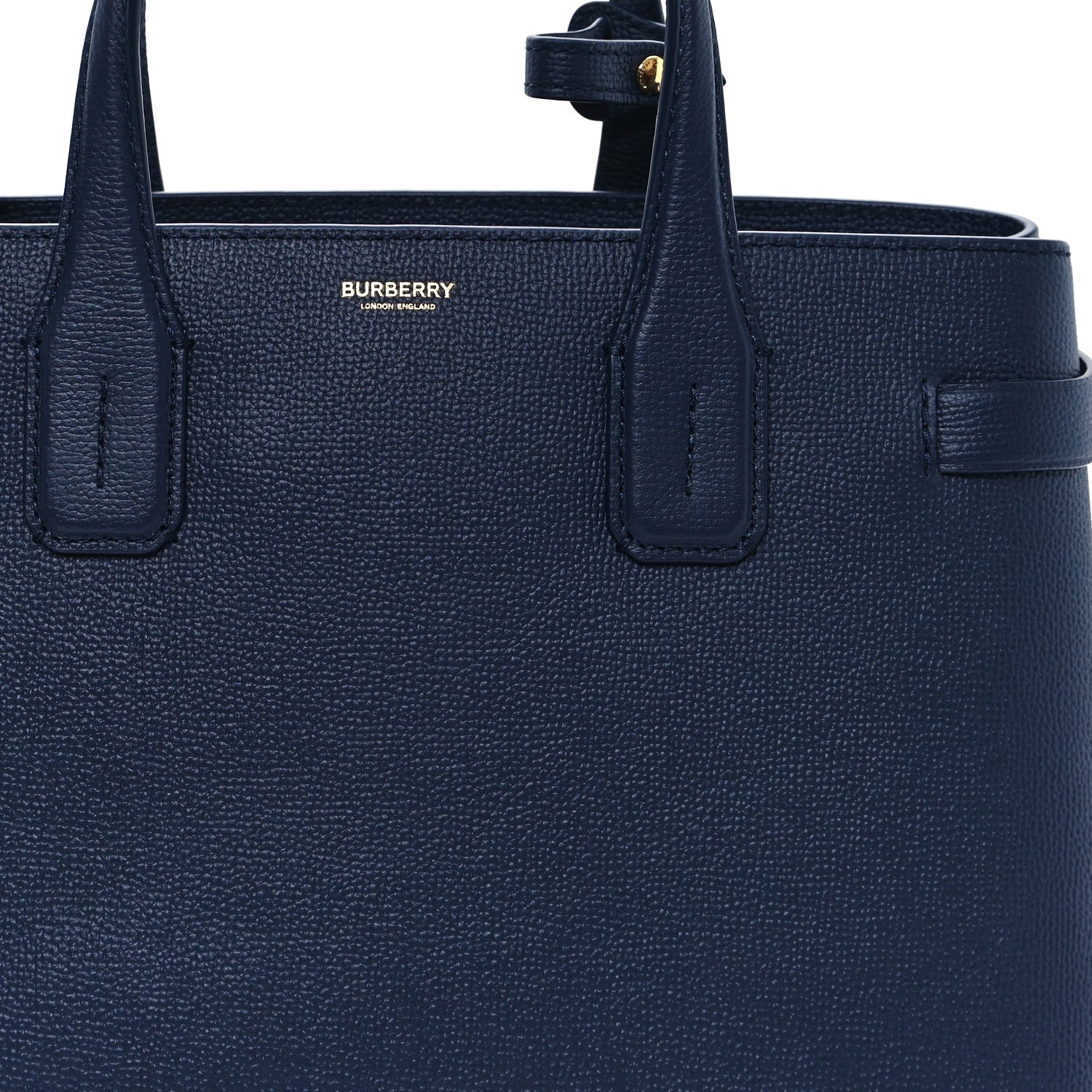 Burberry Derby Calfskin Vintage Check Medium Banner Tote Regency Blue 10 of 13