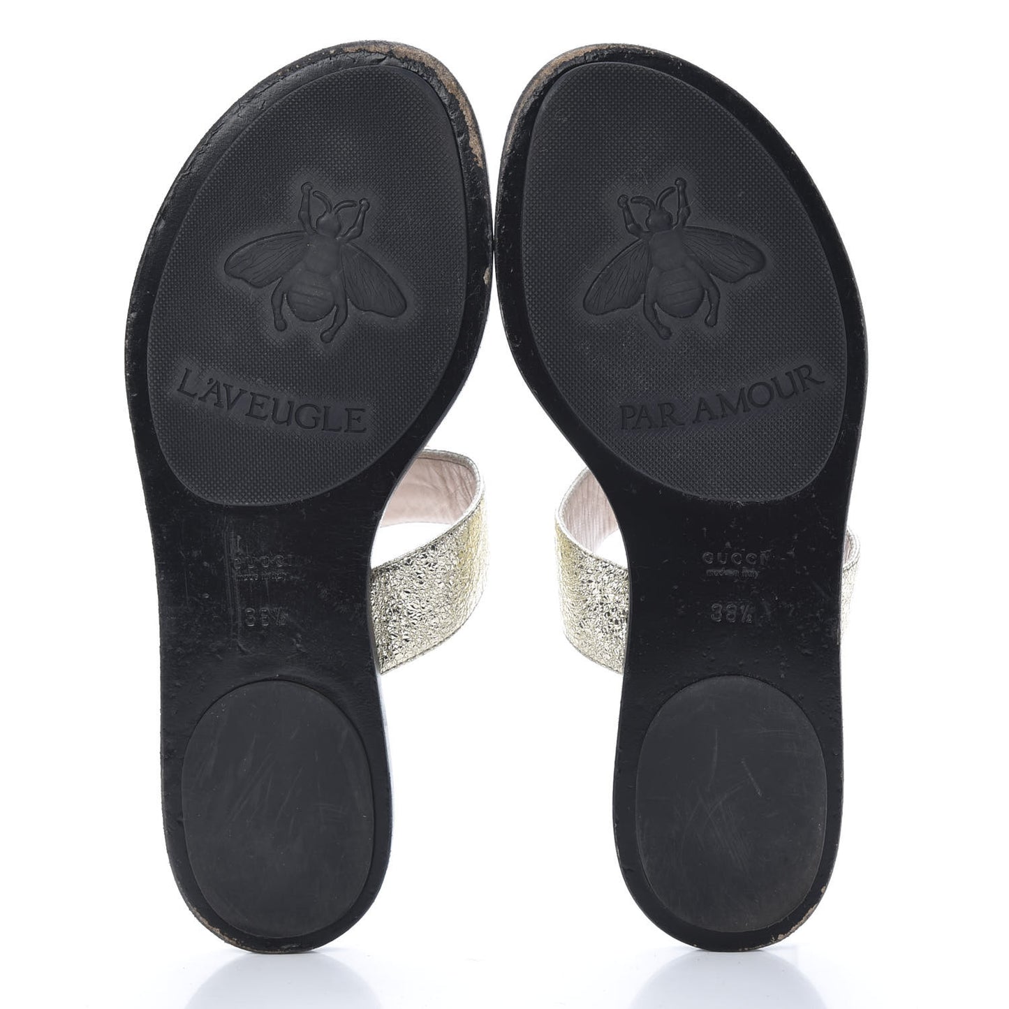 Nappa Silk Galassia GG Marmont Thong Flat Sandals 38.5 Platino