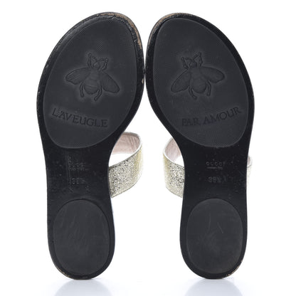 Gucci Nappa Silk Galassia GG Marmont Thong Flat Sandals 38.5 Platino 5 of 13