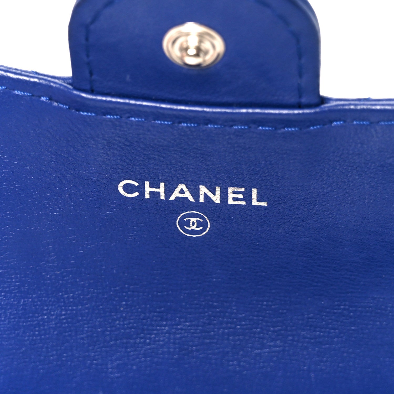 Chanel Lambskin Quilted Flap Card Holder Wallet Blue 7 of 9