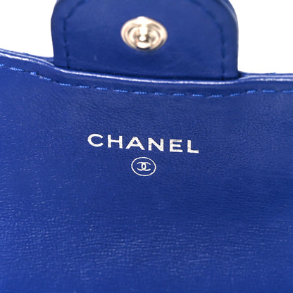 Chanel Lambskin Quilted Flap Card Holder Wallet Blue 7 of 9