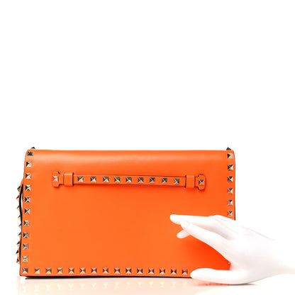 Valentino Garavani Nappa Rockstud Wristlet Clutch Neon Orange 2 of 8