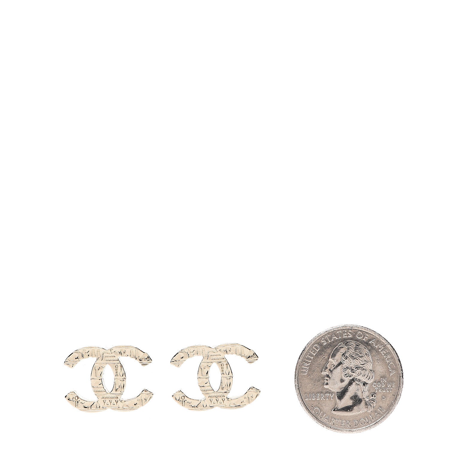 Chanel Metal Scarab CC Earrings Light Gold 2 of 5