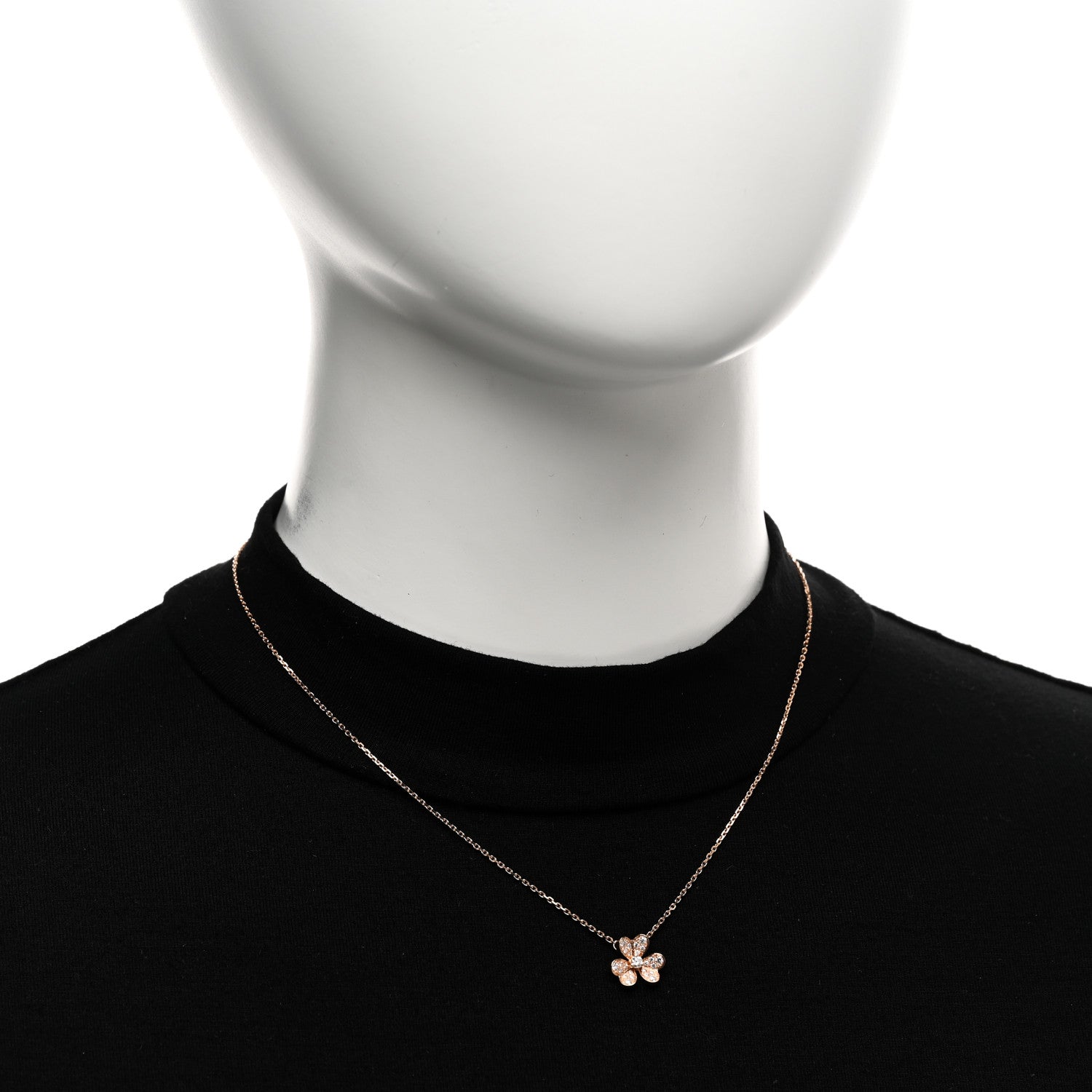 Van Cleef & Arpels 18K Rose Gold Diamond Mini Frivole Pendant Pave Necklace 2 of 5