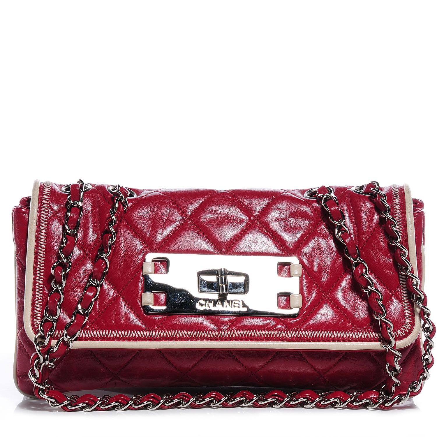 Chanel Lambskin Quilted East West Flap Red 1 of 9