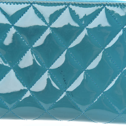 Chanel Patent Quilted Large Gusset Zip Around Wallet Blue 9 of 13