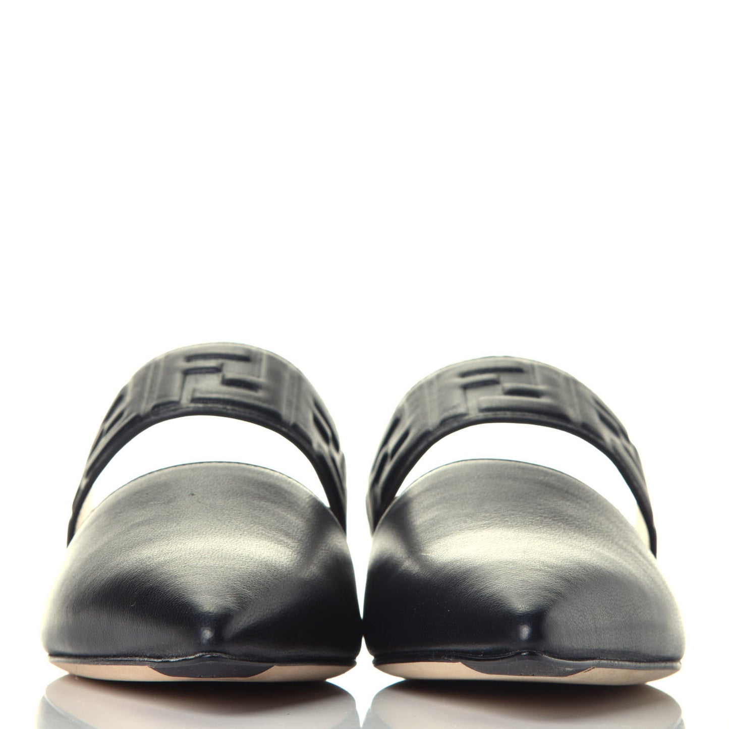 Vitello FF Embossed Flat Mules 36 Black