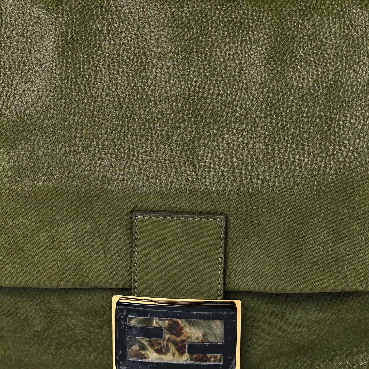 Fendi Vitello Savana Forever Mama Baguette Verde Bosco 8 of 10