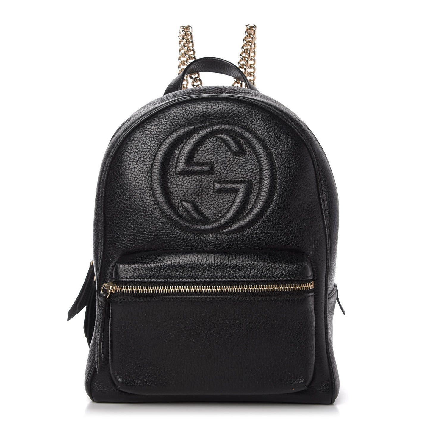 Pebbled Calfskin Soho Chain Backpack Black