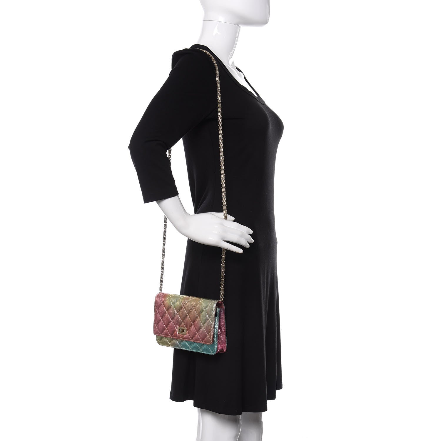 Chanel Metallic Goatskin Quilted 2.55 Reissue Wallet on Chain WOC Multicolor 2 of 12