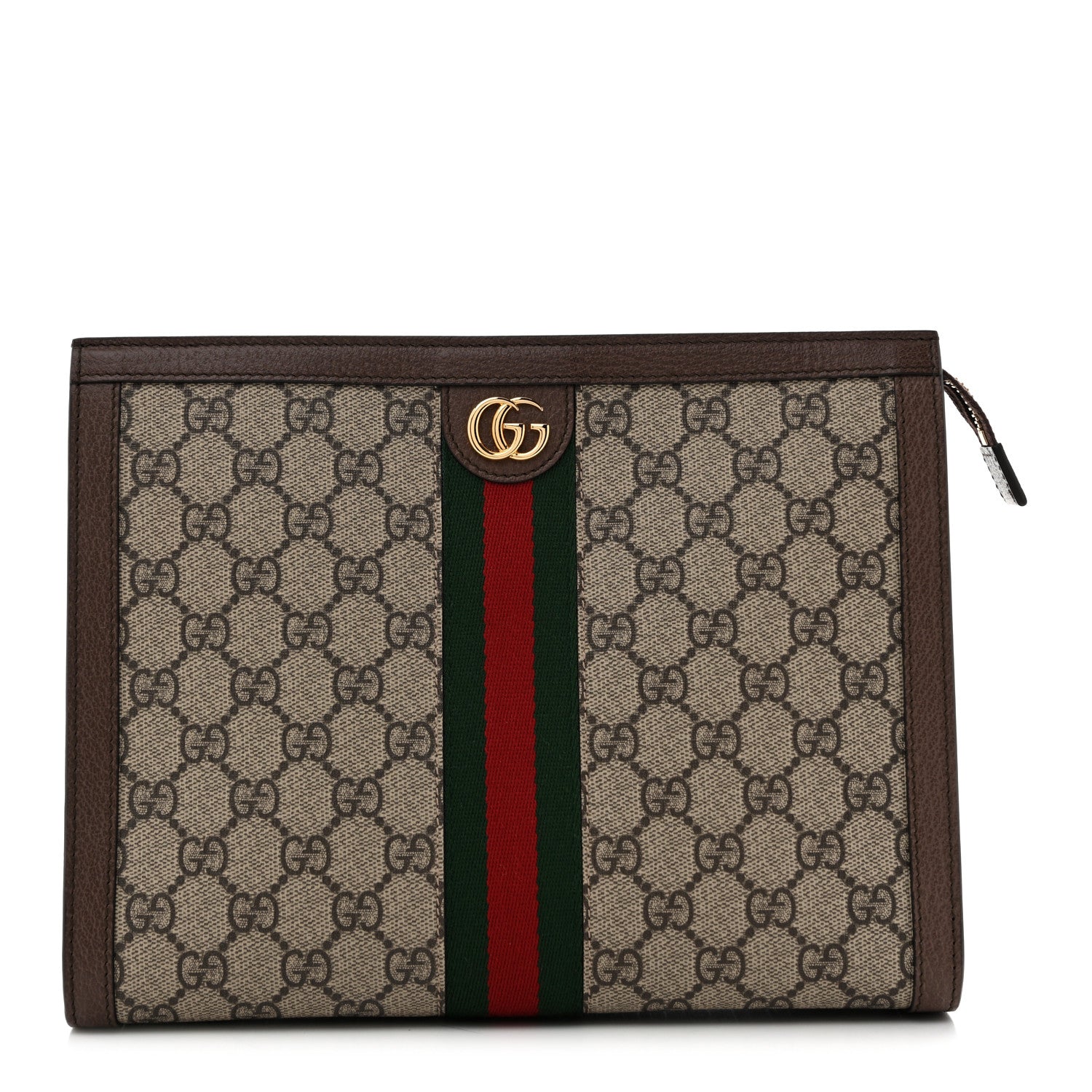 Gucci GG Supreme Monogram Web Ophidia Pouch Brown 1 of 9