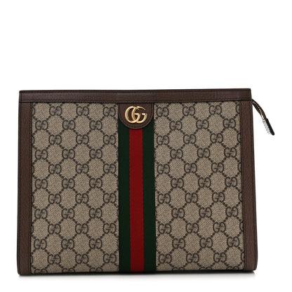 Gucci GG Supreme Monogram Web Ophidia Pouch Brown 1 of 9