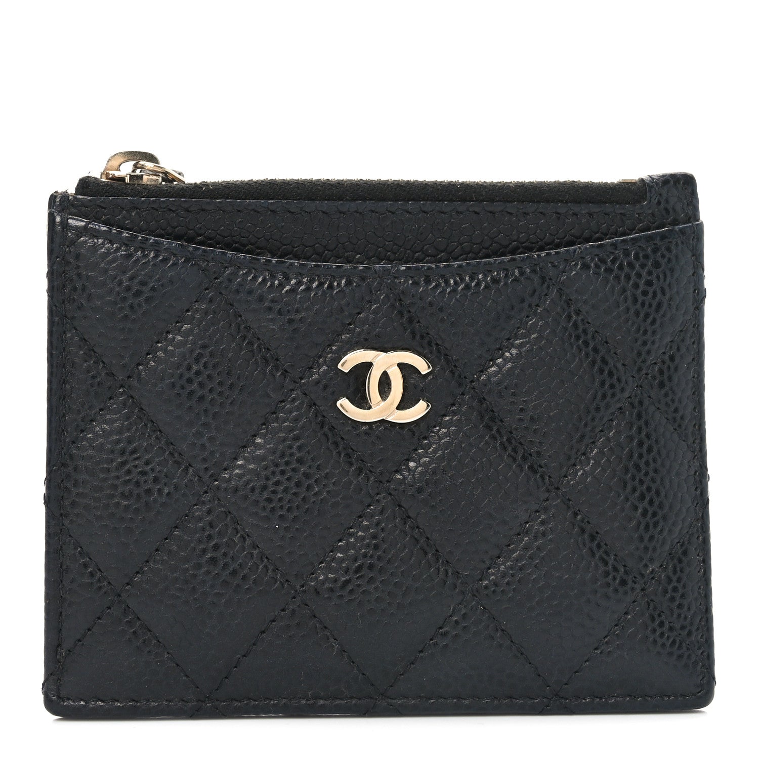 Chanel Caviar Quilted CC Zip Card Holder Black 1 of 7