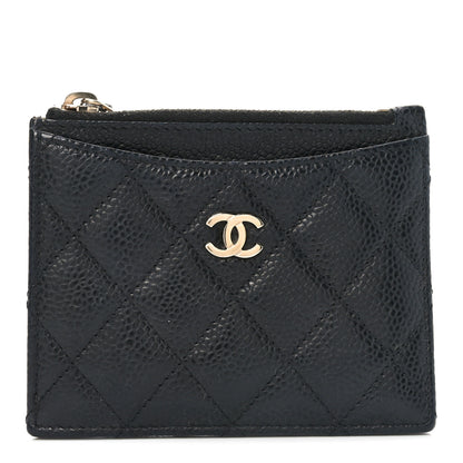 Chanel Caviar Quilted CC Zip Card Holder Black 1 of 7