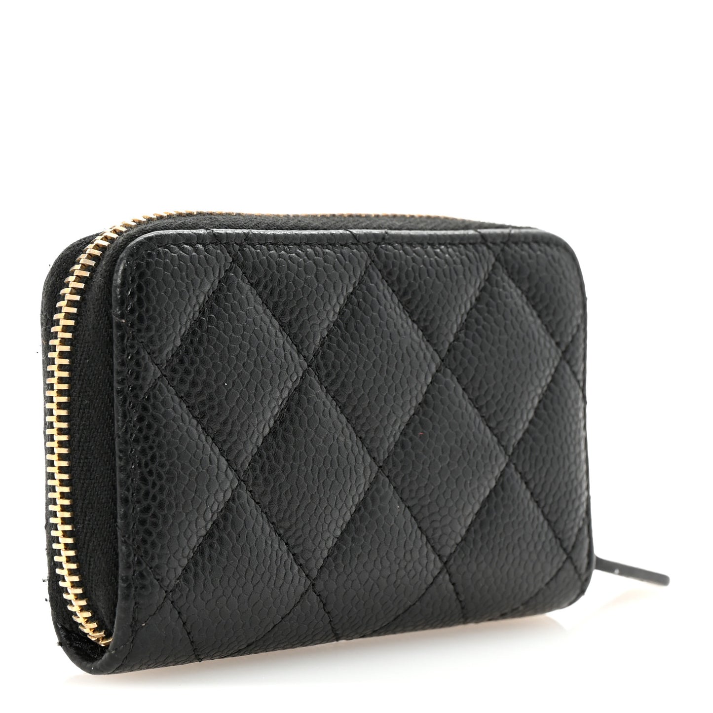 Caviar Quilted Zip Coin Purse Black