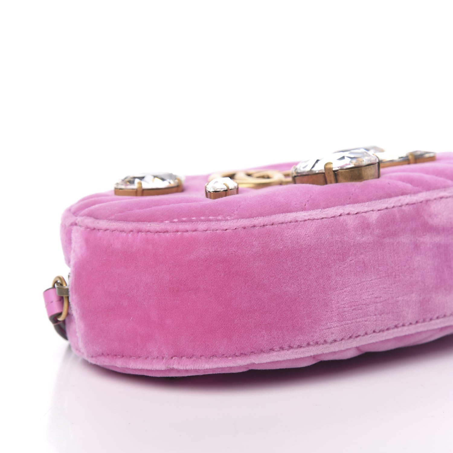 Gucci Velvet Matelasse Marquise Crystals GG Marmont Belt Bag Malva 8 of 10
