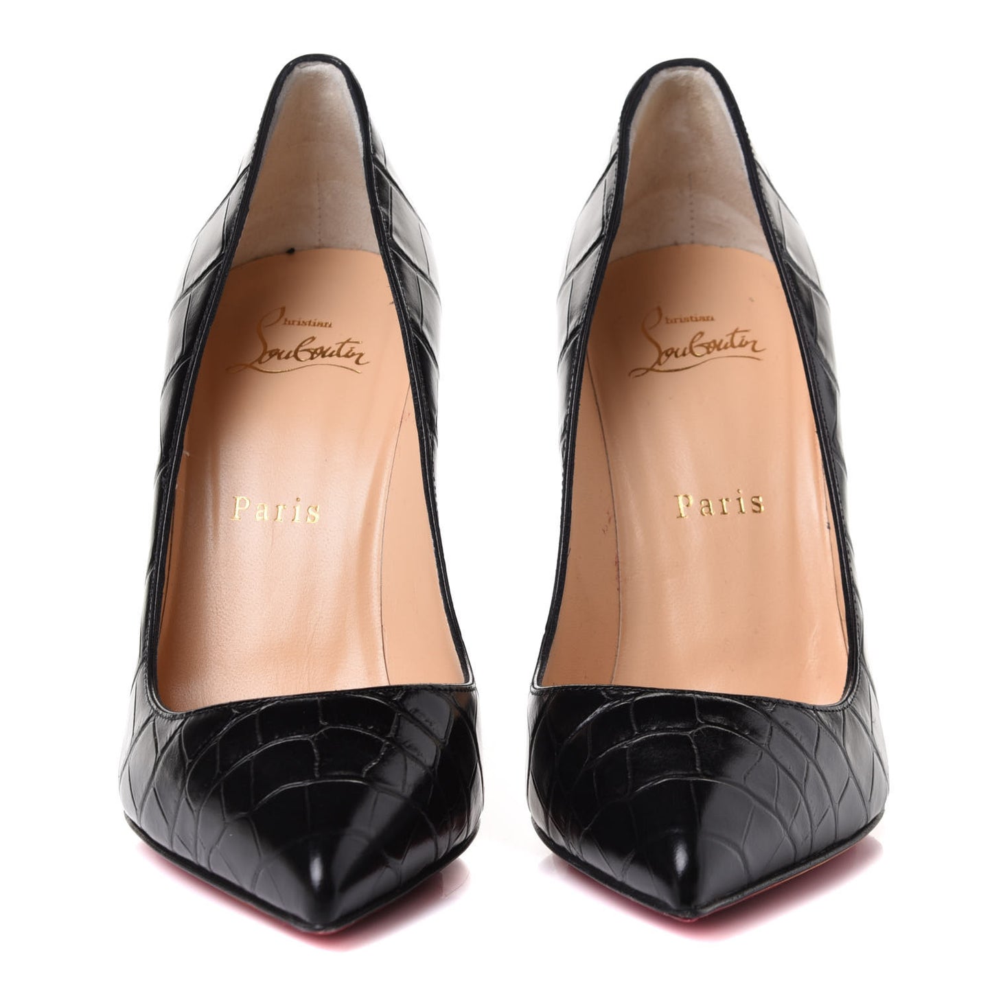 Calfskin Crocodile Embossed Pigalle Follies 120 Pumps 37.5 Black