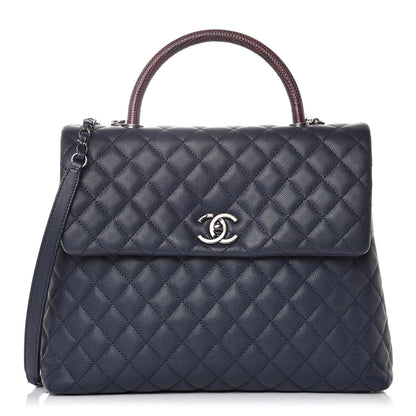Chanel Caviar Lizard Quilted Large Coco Handle Flap Blue 1 of 10