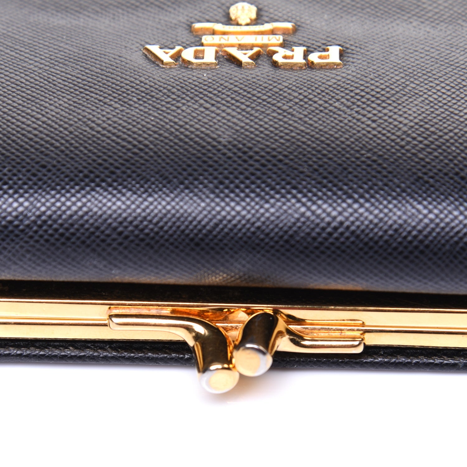 Prada Saffiano Metal Flap Compact Wallet Black 10 of 11