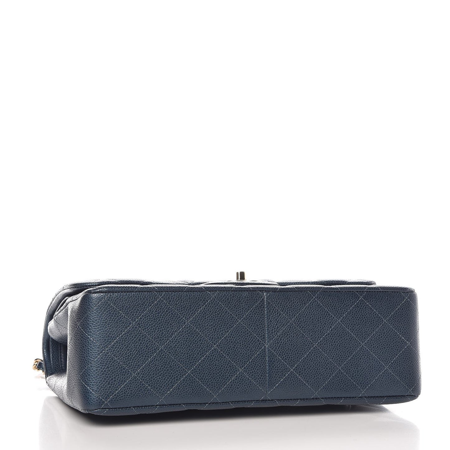 Metallic Caviar Quilted Jumbo Double Flap Dark Blue