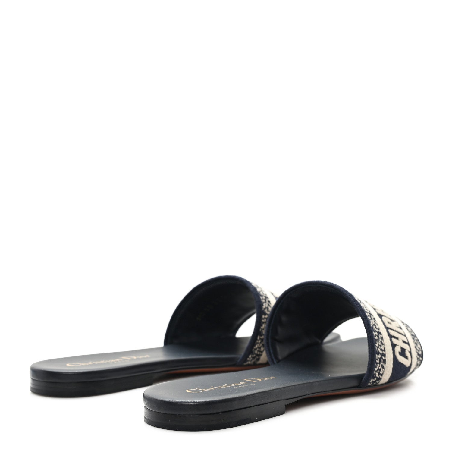 Christian Dior Canvas Embroidered Dway Mules Slide Sandals 36.5 Deep Blue 5 of 9
