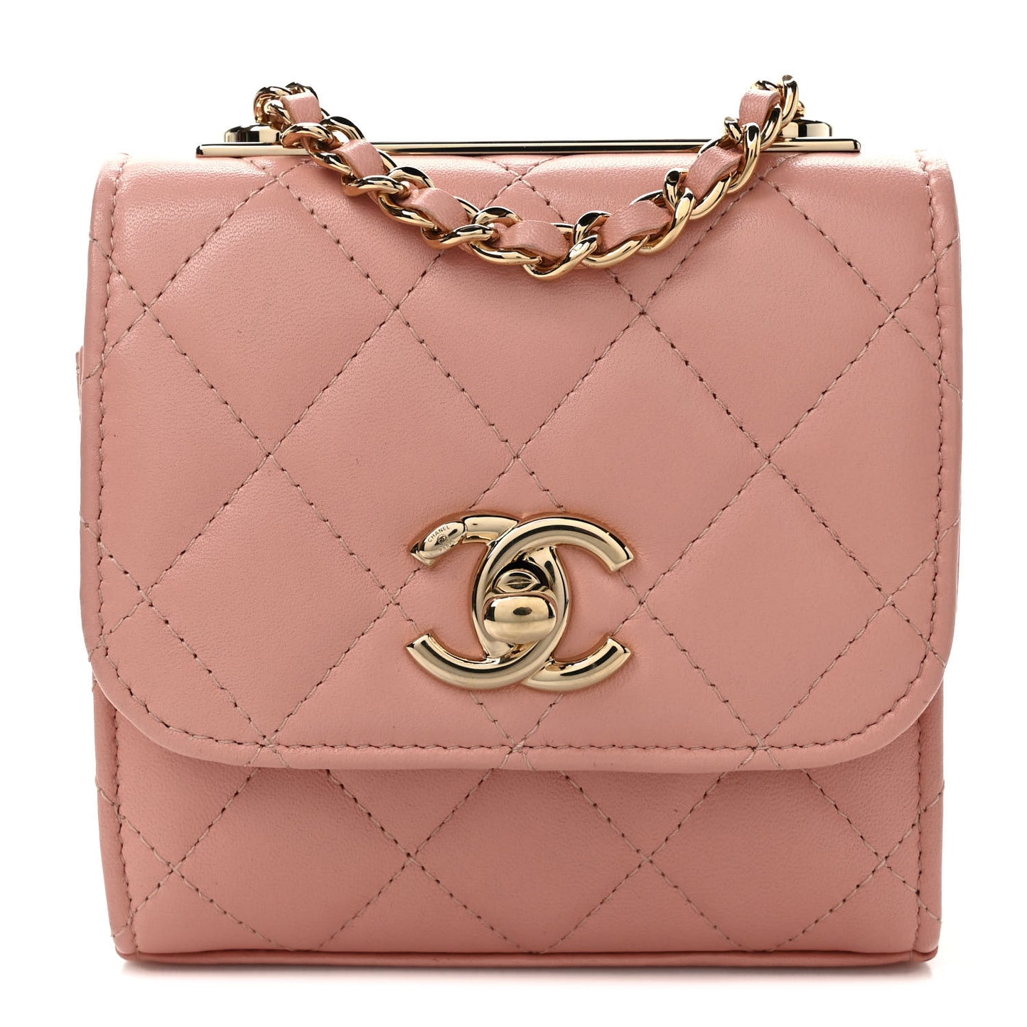 Lambskin Quilted Mini Trendy CC Chain Wallet Pink