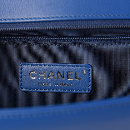 Chanel Calfskin Chevron Quilted New Medium Boy Flap Bright Blue 6 of 10
